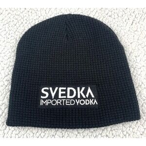 Svedka Imported Vodka Ribbed Knit Beanie Hat Black Cap America Acrylic OS